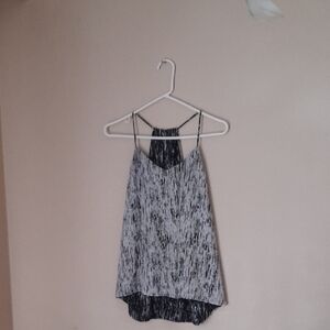 Black and White Textured Strappy Tank Top